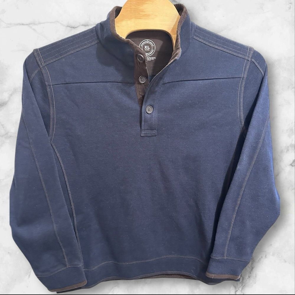 Carbon 2 Cobalt Sweater Adult XL Blue 1/4‎ Button Long Sleeve Pullover Mens